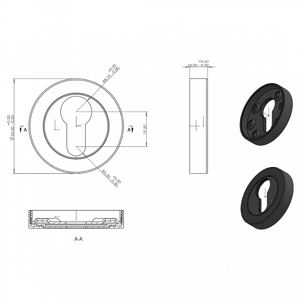 Differnz Essence rozet rond - cilinder mat chroom
