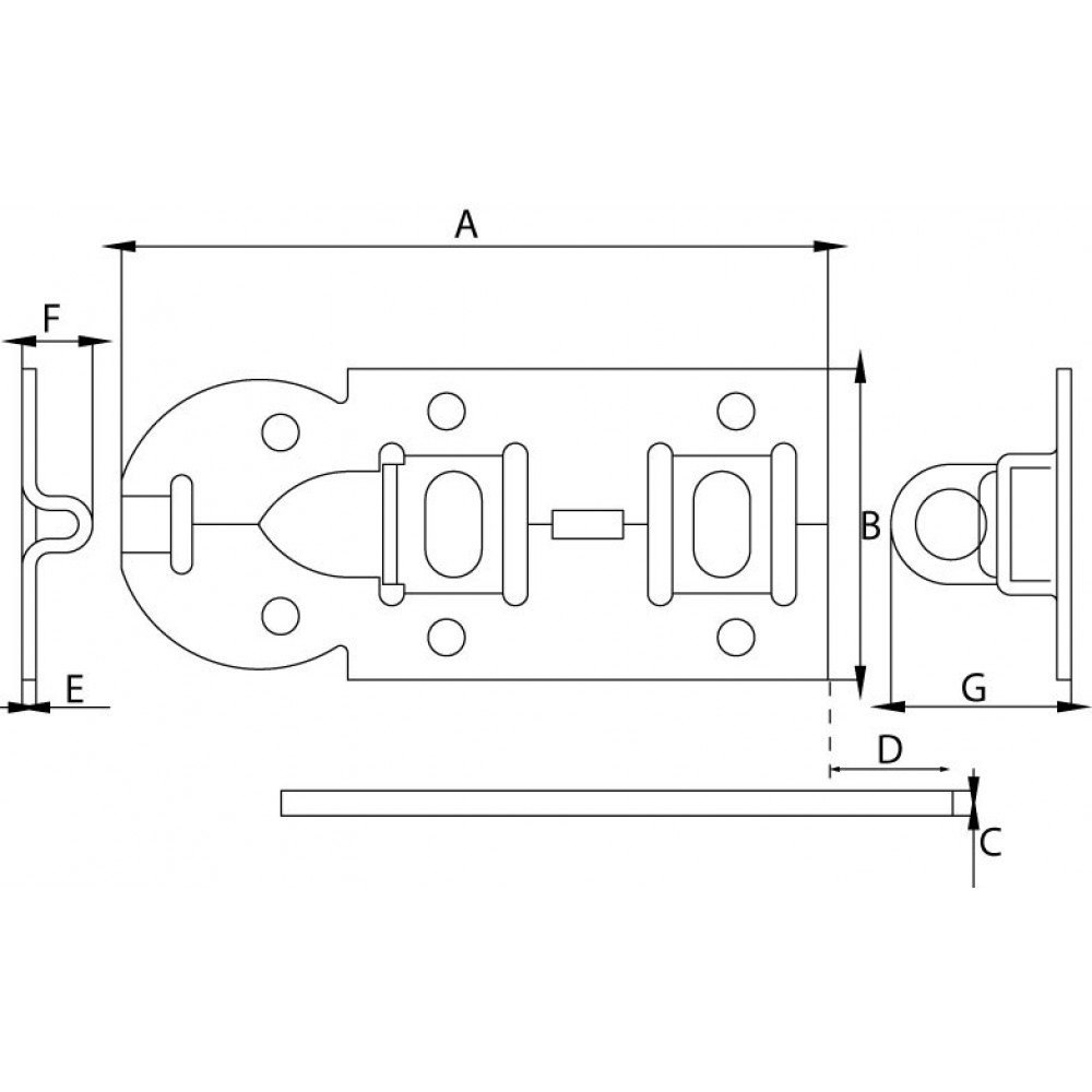 DX Hangslotrolschuif vlak verzinkt 100mm 