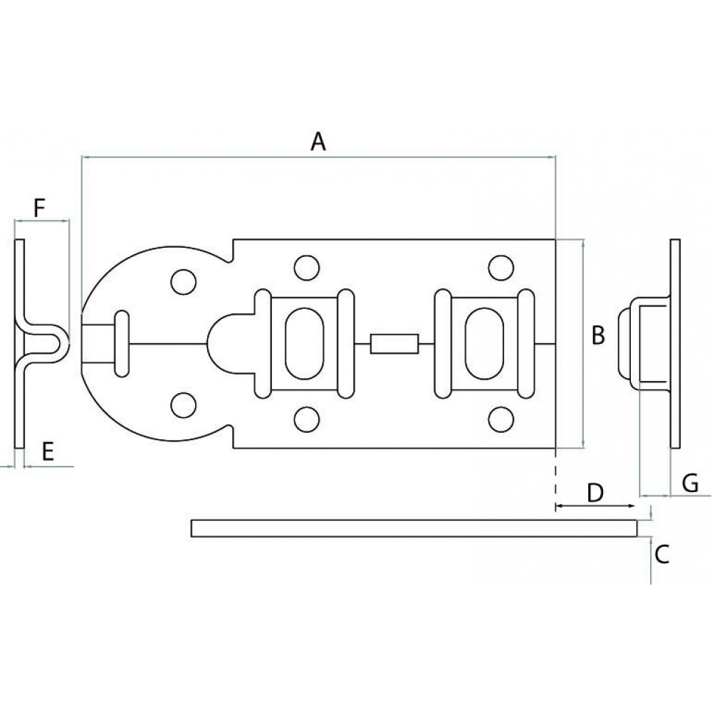 Dulimex Rolschuif vlak 120 mm verzinkt