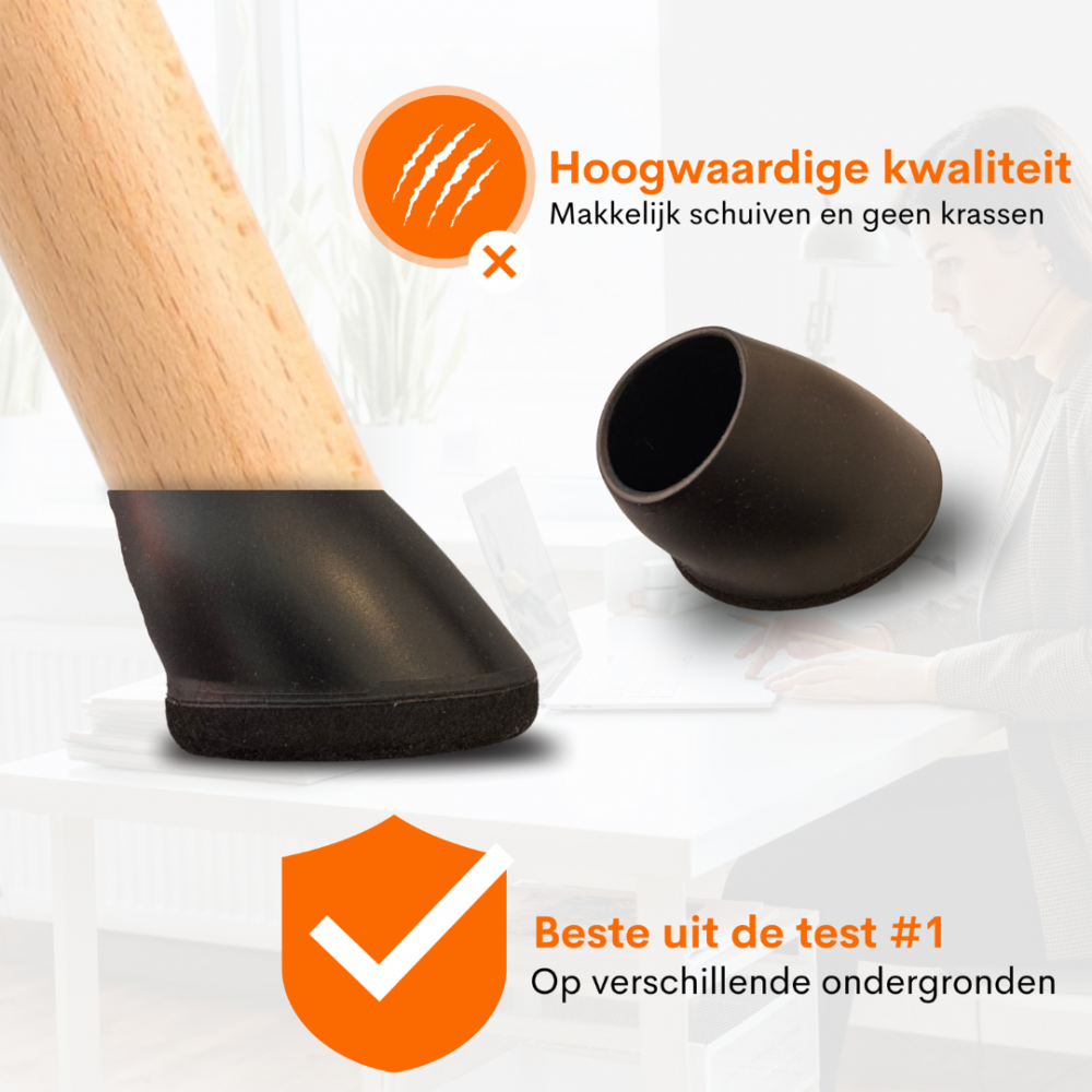 Flooq stoelpootdop met vilt finn ovaal schuin 45 x 30 mm zwart 8 st.