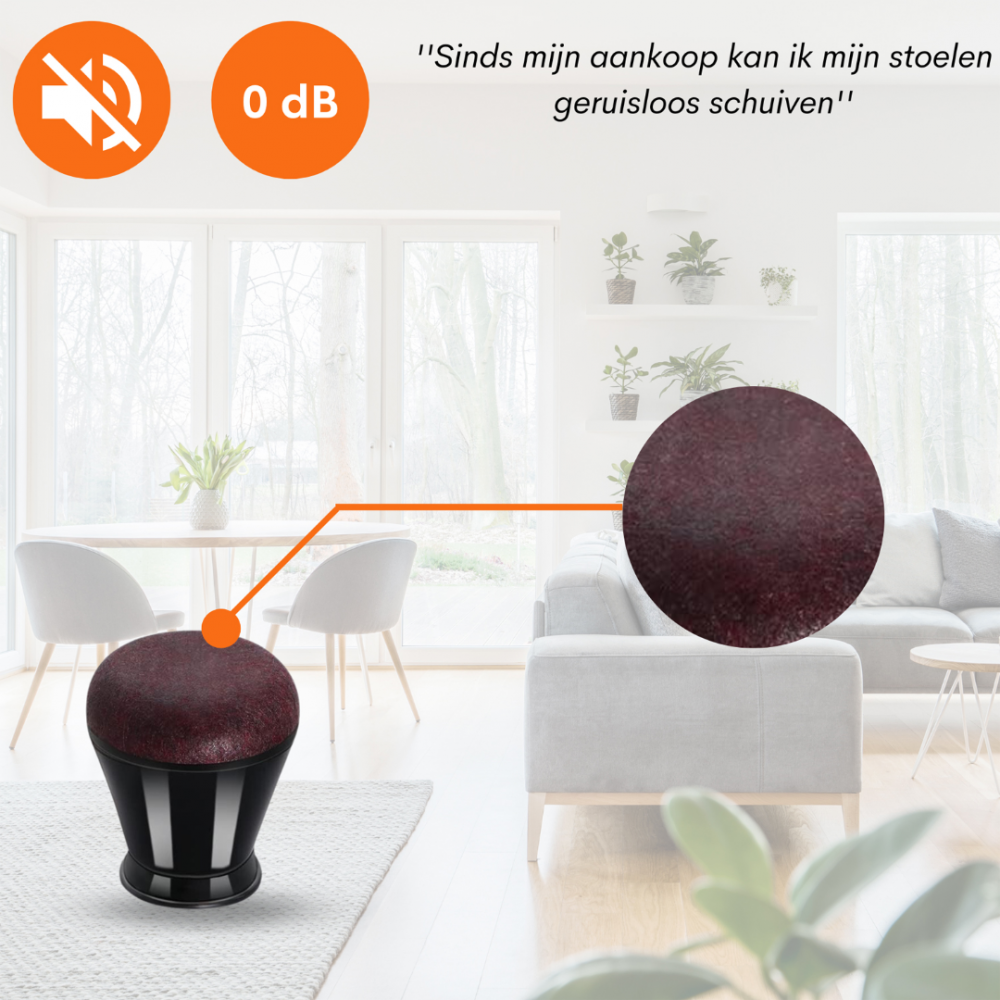 Flooq stoelpootdop met vilt feline rond 14 tot 20 mm zwart 8 st.