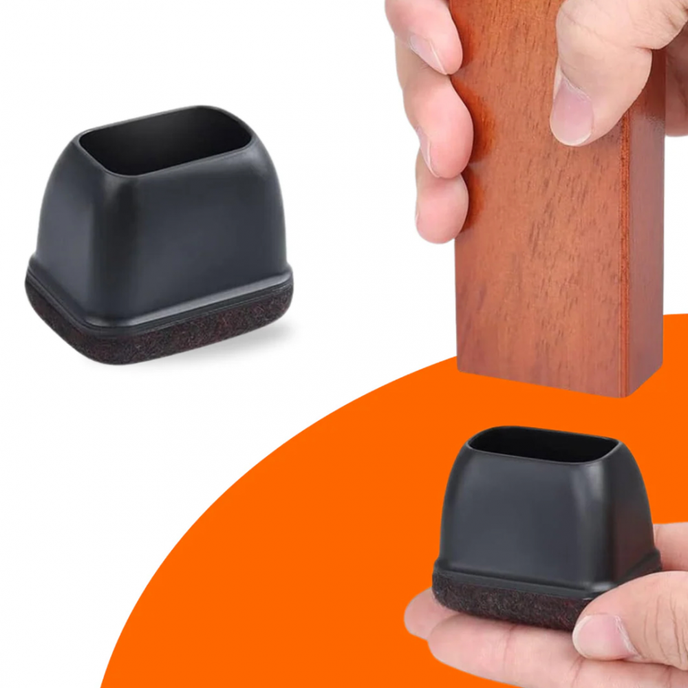 Flooq stoelpootdop met vilt friso rechthoek 30 x 15 mm zwart 8 st.