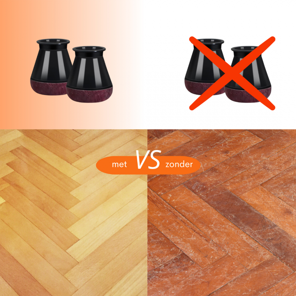 Flooq stoelpootdop met vilt feline rond 21 tot 30 mm zwart 8 st.