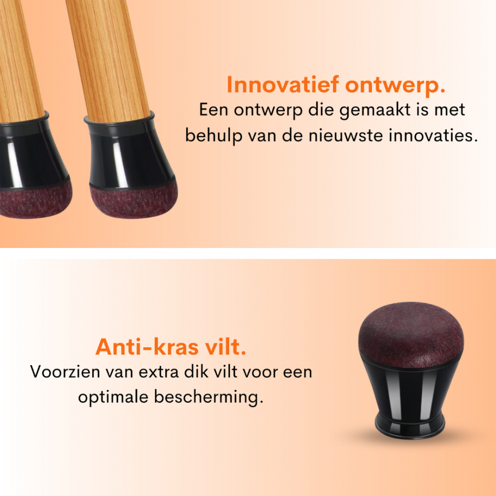 Flooq stoelpootdop met vilt feline rond 14 tot 20 mm zwart 8 st.