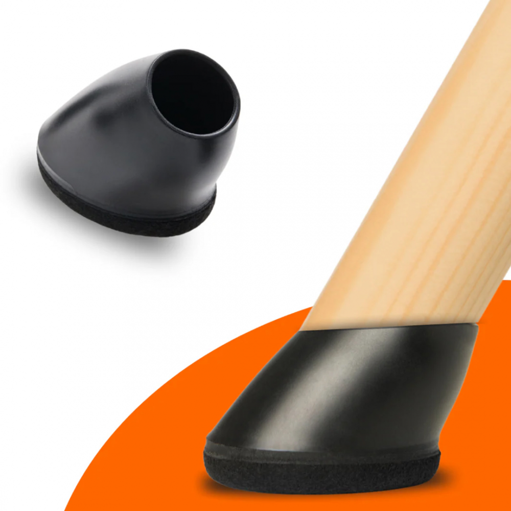 Flooq stoelpootdop met vilt finn ovaal schuin 45 x 30 mm zwart 8 st.