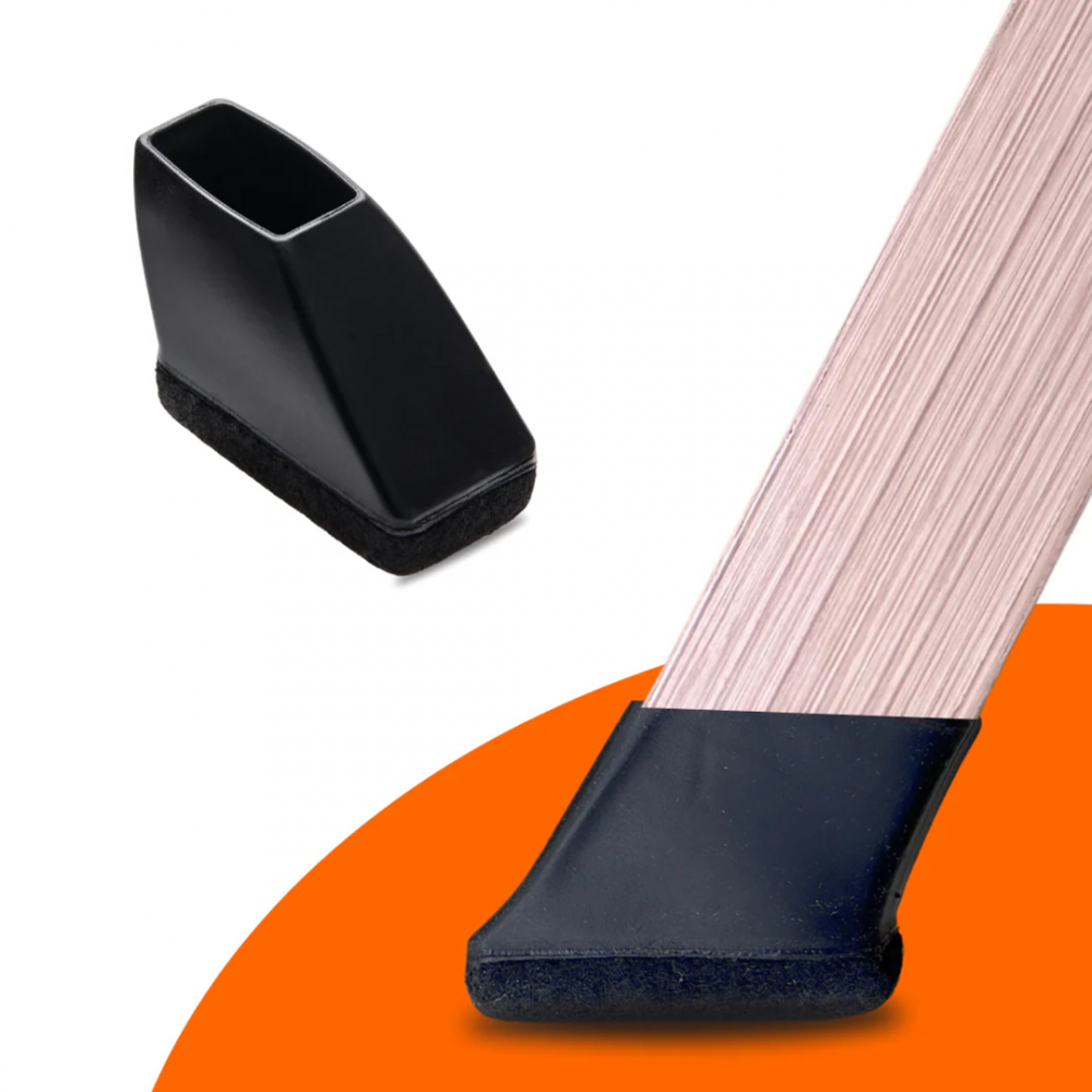 Flooq stoelpootdop met vilt frits rechthoek schuin 34 x 15 mm zwart 8 st.