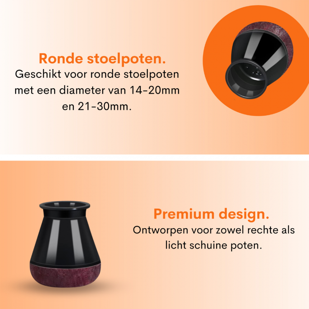 Flooq stoelpootdop met vilt feline rond 21 tot 30 mm zwart 8 st.