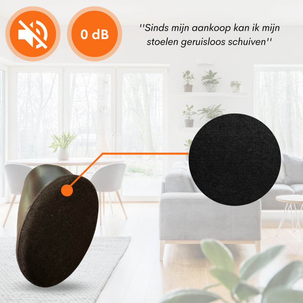 Flooq stoelpootdop met vilt finn ovaal schuin 45 x 30 mm zwart 8 st.