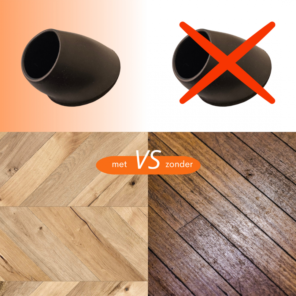 Flooq stoelpootdop met vilt finn ovaal schuin 45 x 30 mm zwart 8 st.