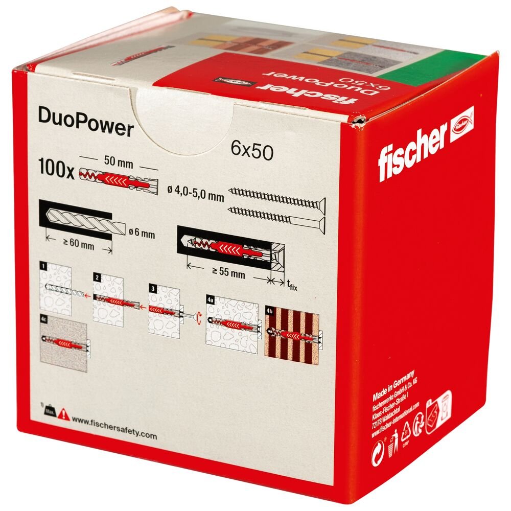 Fischer DuoPower pluggen 6x50mm 100 stuks