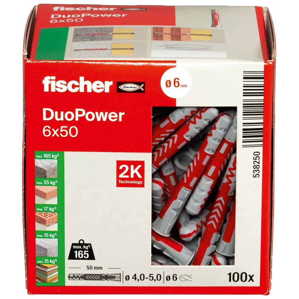 Fischer DuoPower pluggen 6x50mm 100 stuks