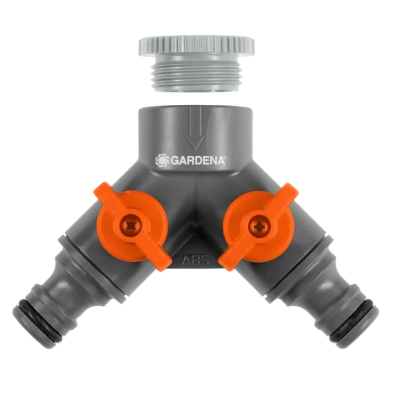 Gardena 2-wegventiel  26,5 mm (G 3/4') en 21 mm (G 1/2') met adapter