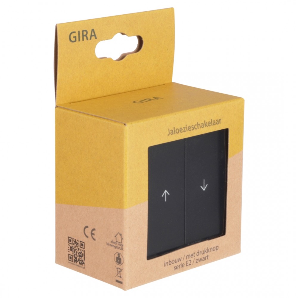 Gira E2 schakelaar jaloezie - inbouw - zwart