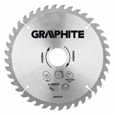 Graphite Circelzaagblad 160mm Asgat 20mm Tanden 30 Dikte 3,2 TCT