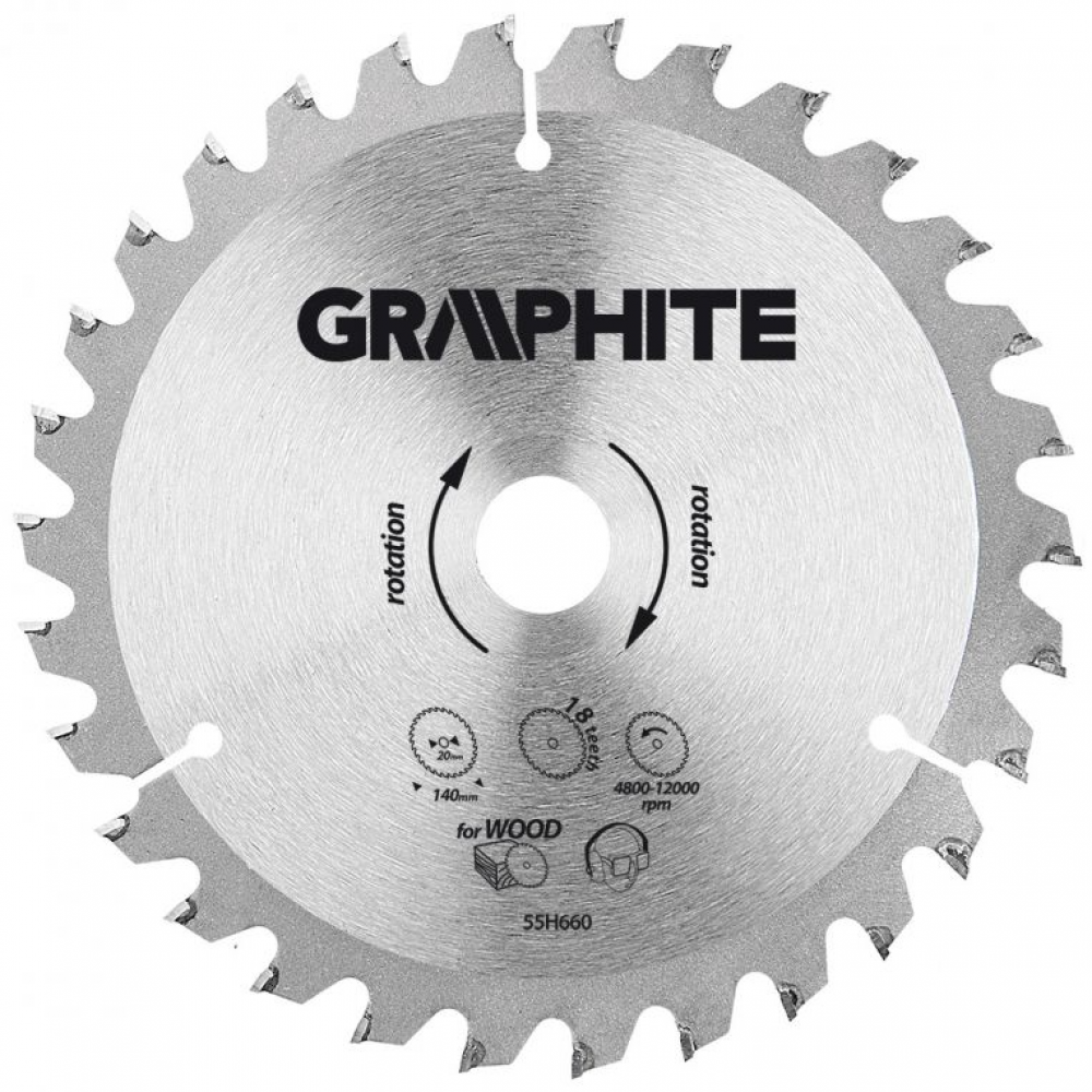 Graphite Circelzaagblad 140mm Asgat 20mm Tanden 18 Dikte 3,2 TCT