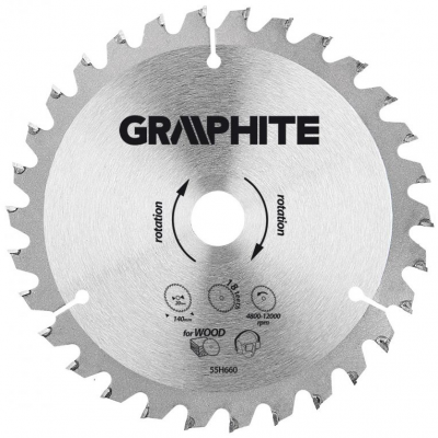 Graphite Circelzaagblad 140mm Asgat 20mm Tanden 18 Dikte 3,2 TCT