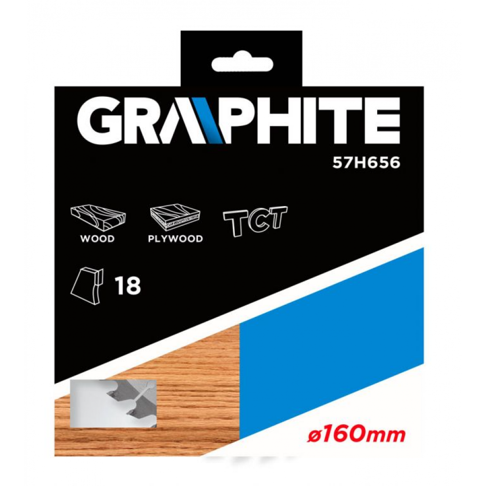 Graphite Circelzaagblad 160mm Asgat 30mm Tanden 18 Dikte 2.8 Vulringen 16/20/25 TCT