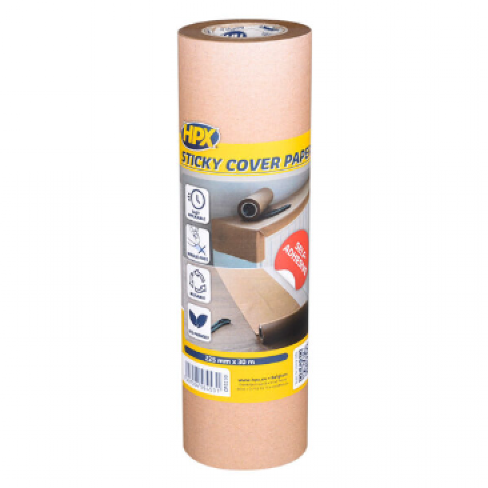 HPX Sticky Cover Paper zelfklevend afdekpapier bruin 225mm x 30m