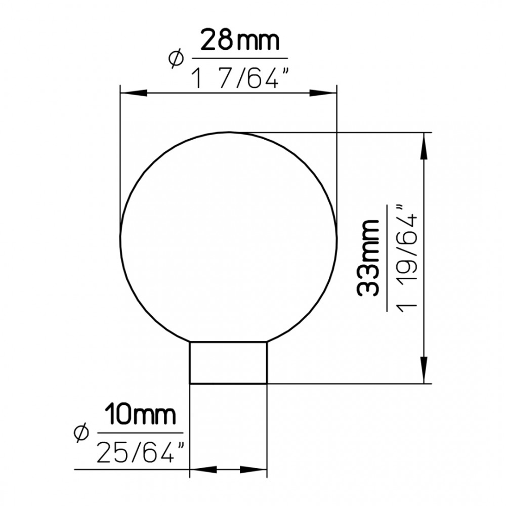 knop ball rvs 30mm 