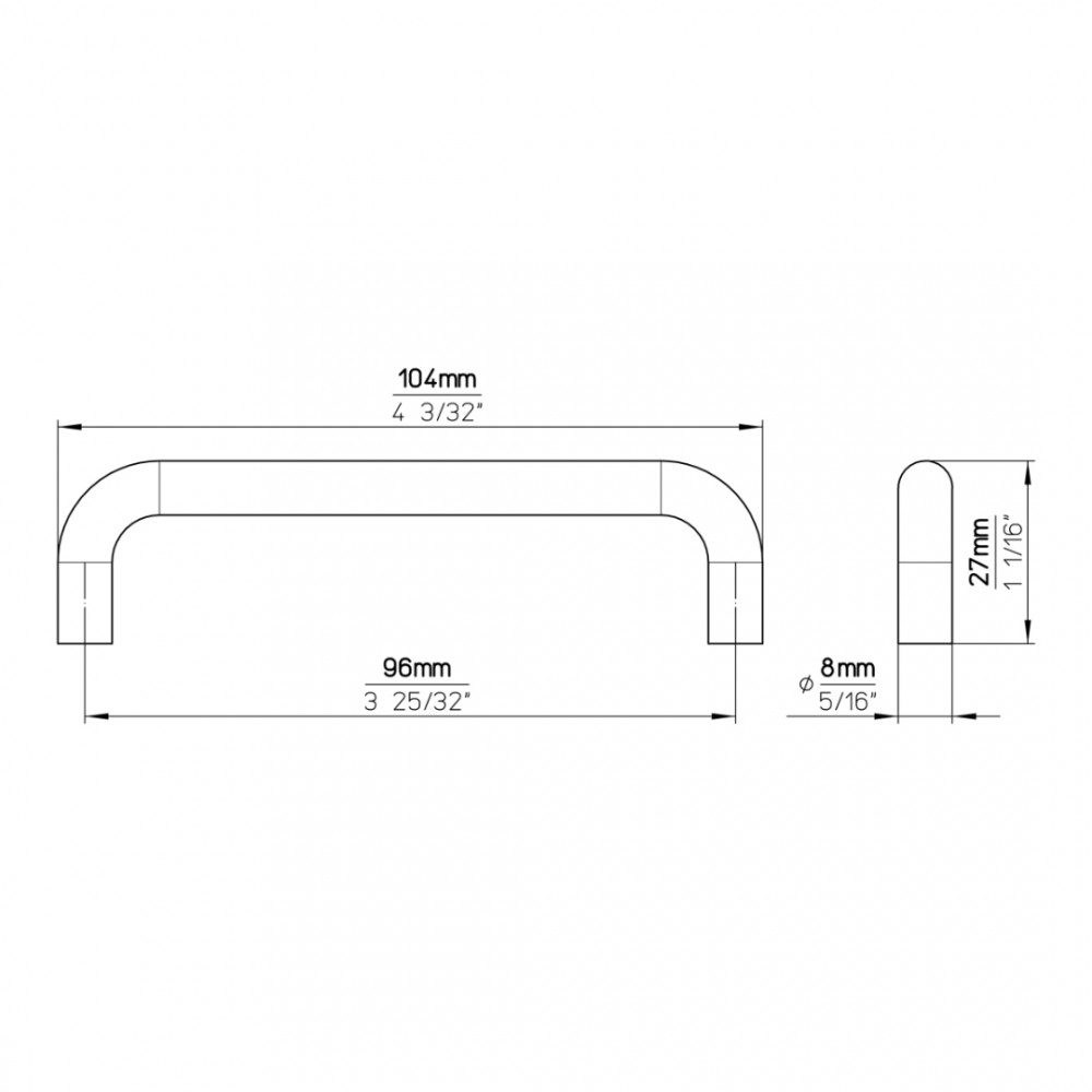 meubelgreep staal glans 96mm 