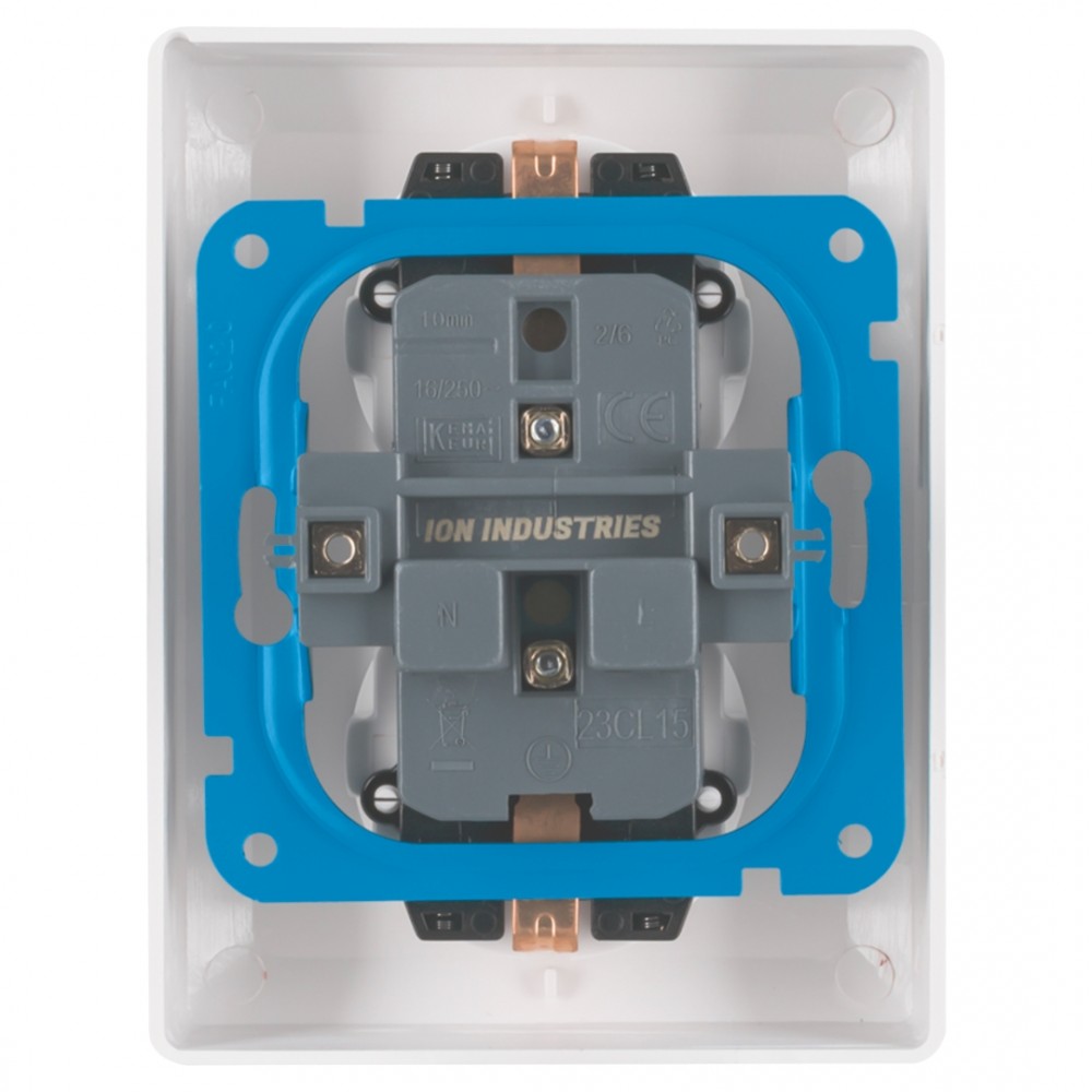 ION Industries E1 contactdoos inbouw - 2-voudig - randaarde - alpin wit