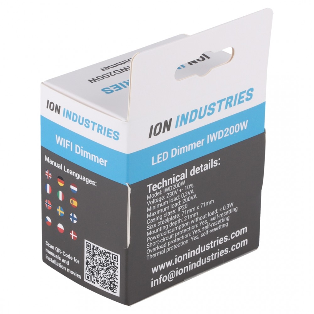ION Industries dimmer inbouw - LED - 1-200W - DR - WIFI - RC element - blauw