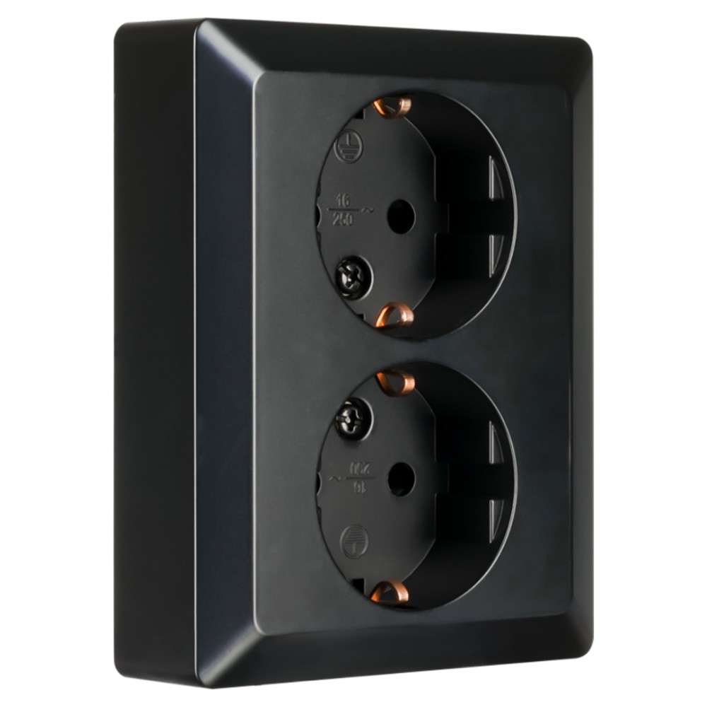 ION Industries V1/J1 contactdoos inbouw - 2-voudig - randaarde - zwart