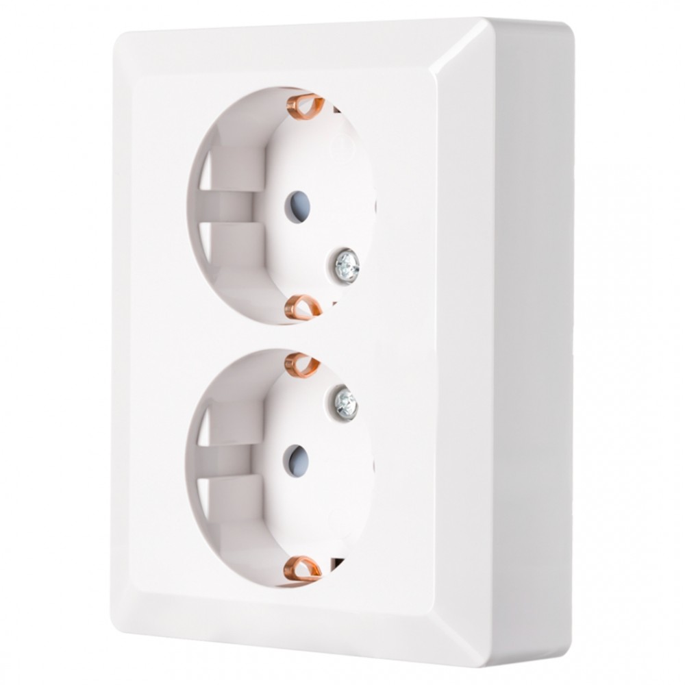 ION Industries V1/J1 contactdoos inbouw - 2-voudig - randaarde - alpin wit