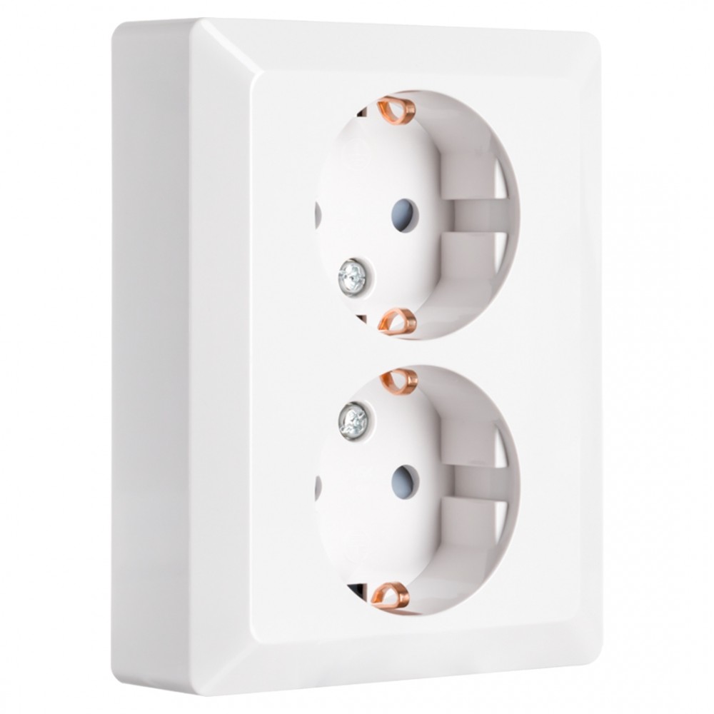 ION Industries E1 contactdoos inbouw - 2-voudig - randaarde - alpin wit