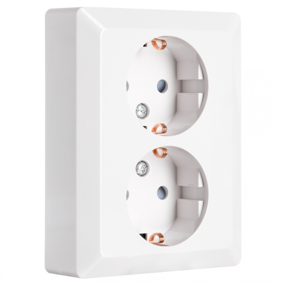 ION Industries V1/J1 contactdoos inbouw - 2-voudig - randaarde - alpin wit