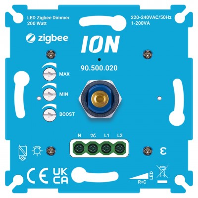 ION Industries dimmer inbouw - LED - Zigbee - 1-200W - RC element - blauw