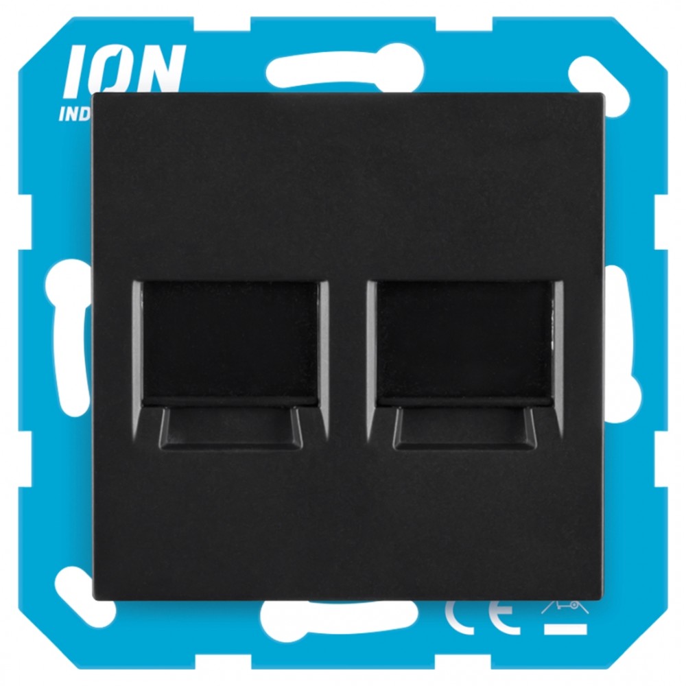 ION Industries E1 contactdoos inbouw - TV/CAT6 - recht - 71 x 71 mm - mat zwart