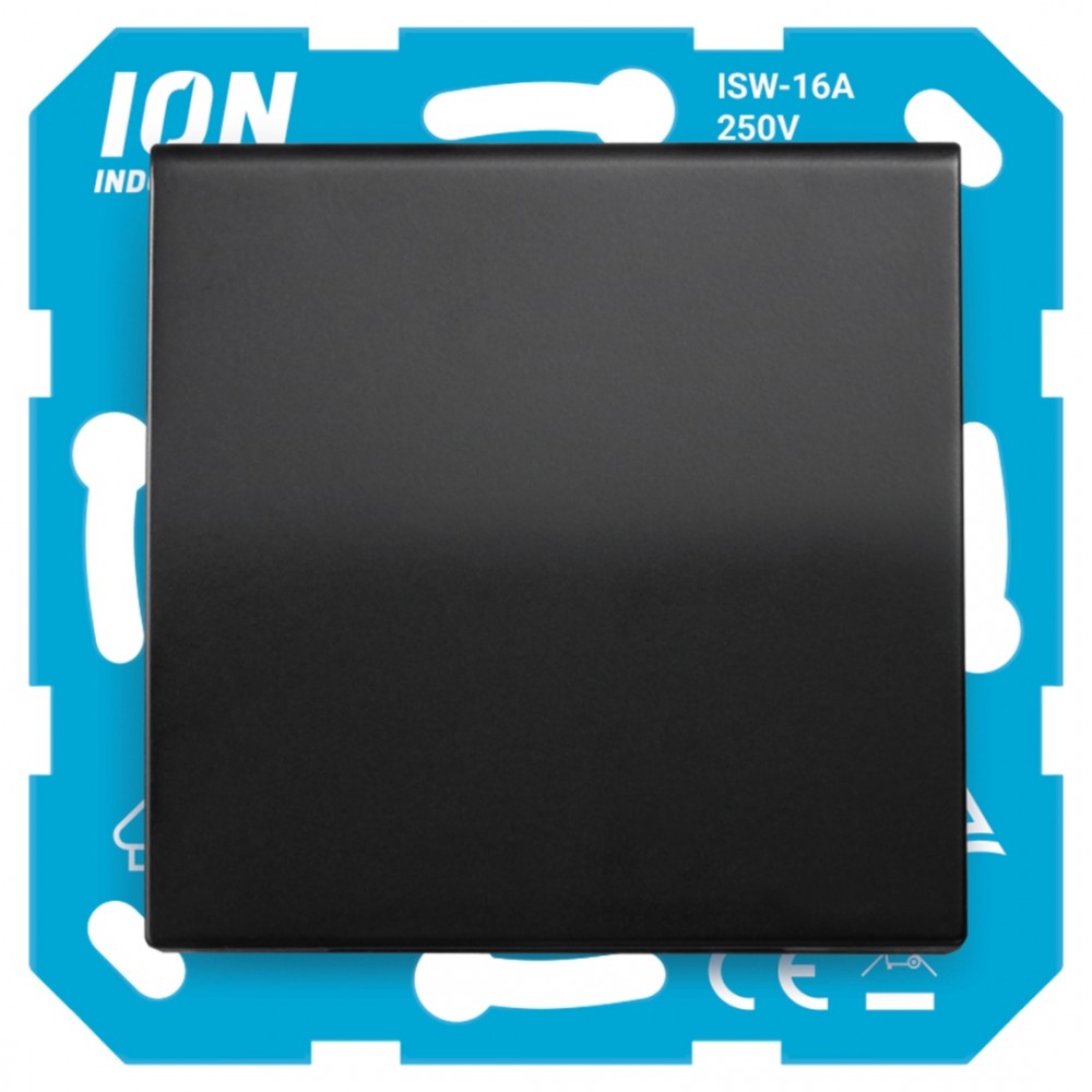 ION Industries V1/J1 contactdoos inbouw - 1-voudig - randaarde - spatwaterdicht - met aanraakbeveiliging - met klep - 71 x 71 x 32 mm - zwart