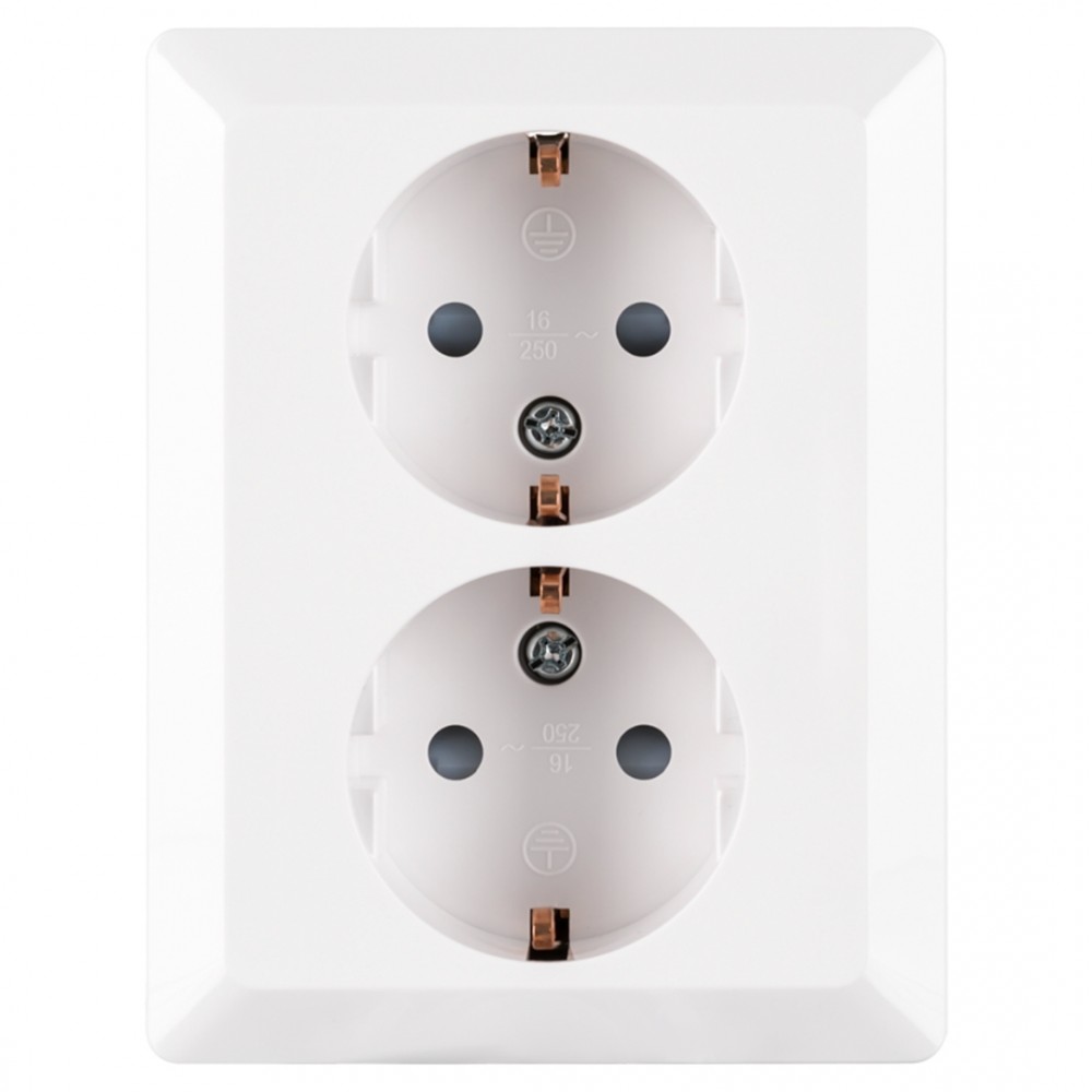 ION Industries V1/J1 contactdoos inbouw - 2-voudig - randaarde - alpin wit