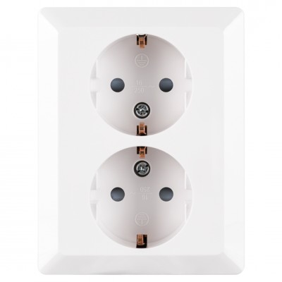 ION Industries V1/J1 contactdoos inbouw - 2-voudig - randaarde - alpin wit