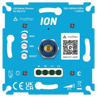 ION Industries dimmer inbouw - LED matter - 0.3-200W - element - blauw