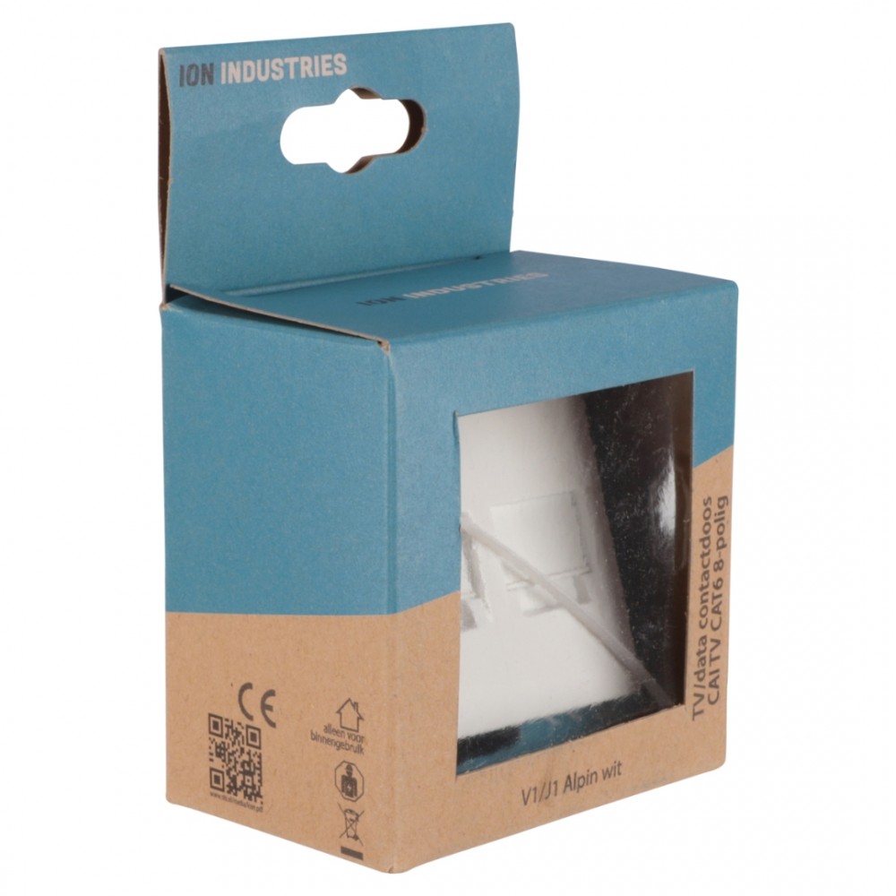 ION Industries V1/J1 contactdoos inbouw - TV/CAT6 - recht - 71 x 71 mm - actief wit