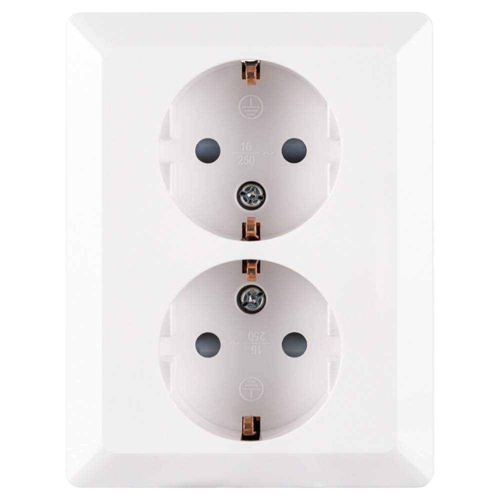 ION Industries E1 contactdoos inbouw - 2-voudig - randaarde - alpin wit