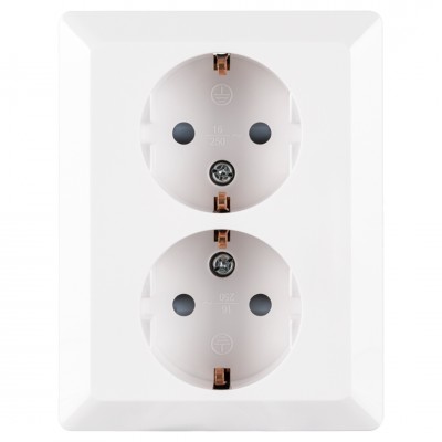 ION Industries E1 contactdoos inbouw - 2-voudig - randaarde - alpin wit