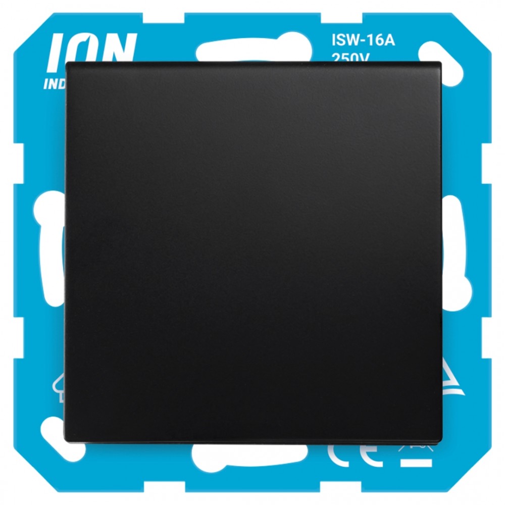 ION Industries E1 contactdoos inbouw - 1-voudig - randaarde - met klep - IP44 - 71 x 71 x 32 mm - mat zwart