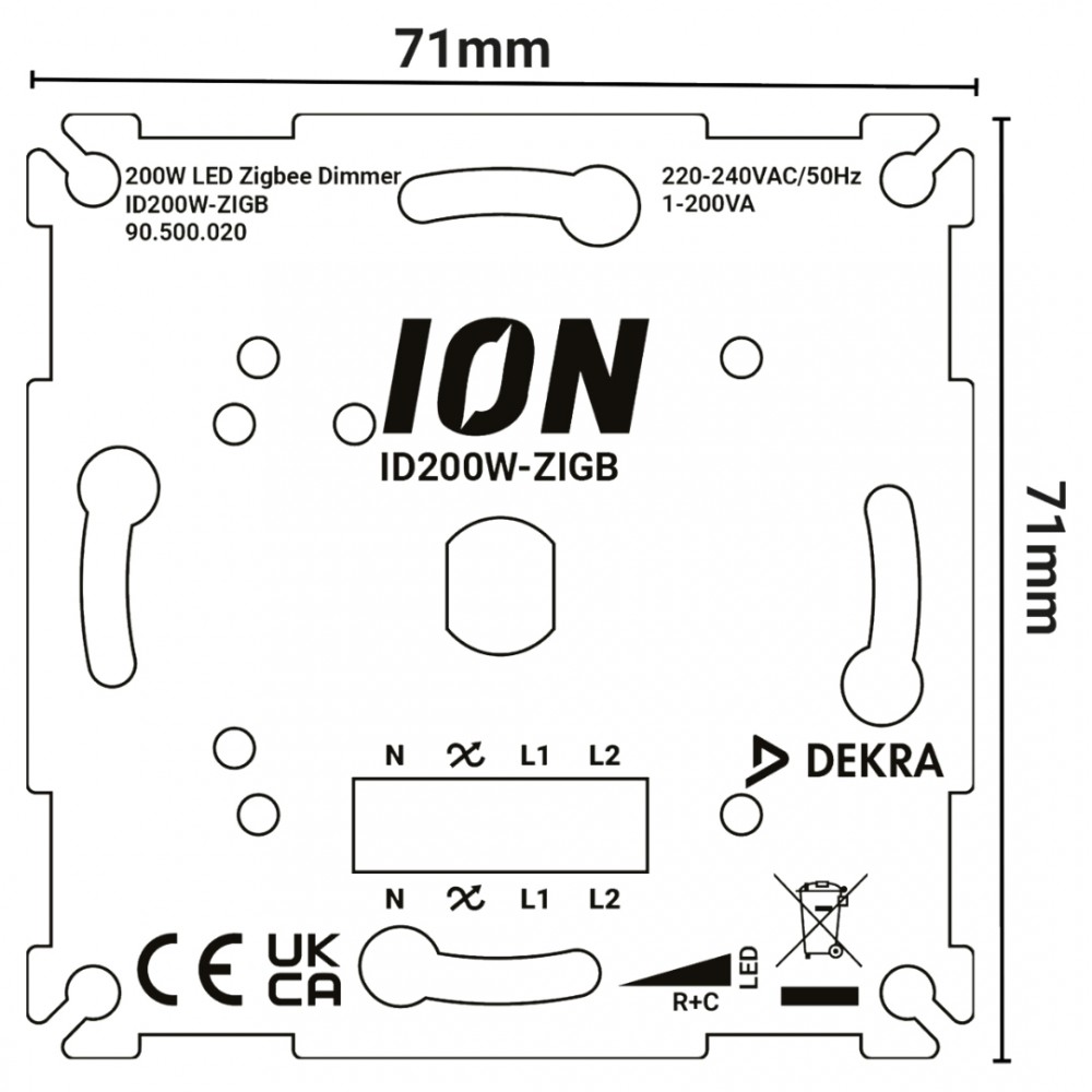 ION Industries dimmer inbouw - LED - Zigbee - 1-200W - RC element - blauw