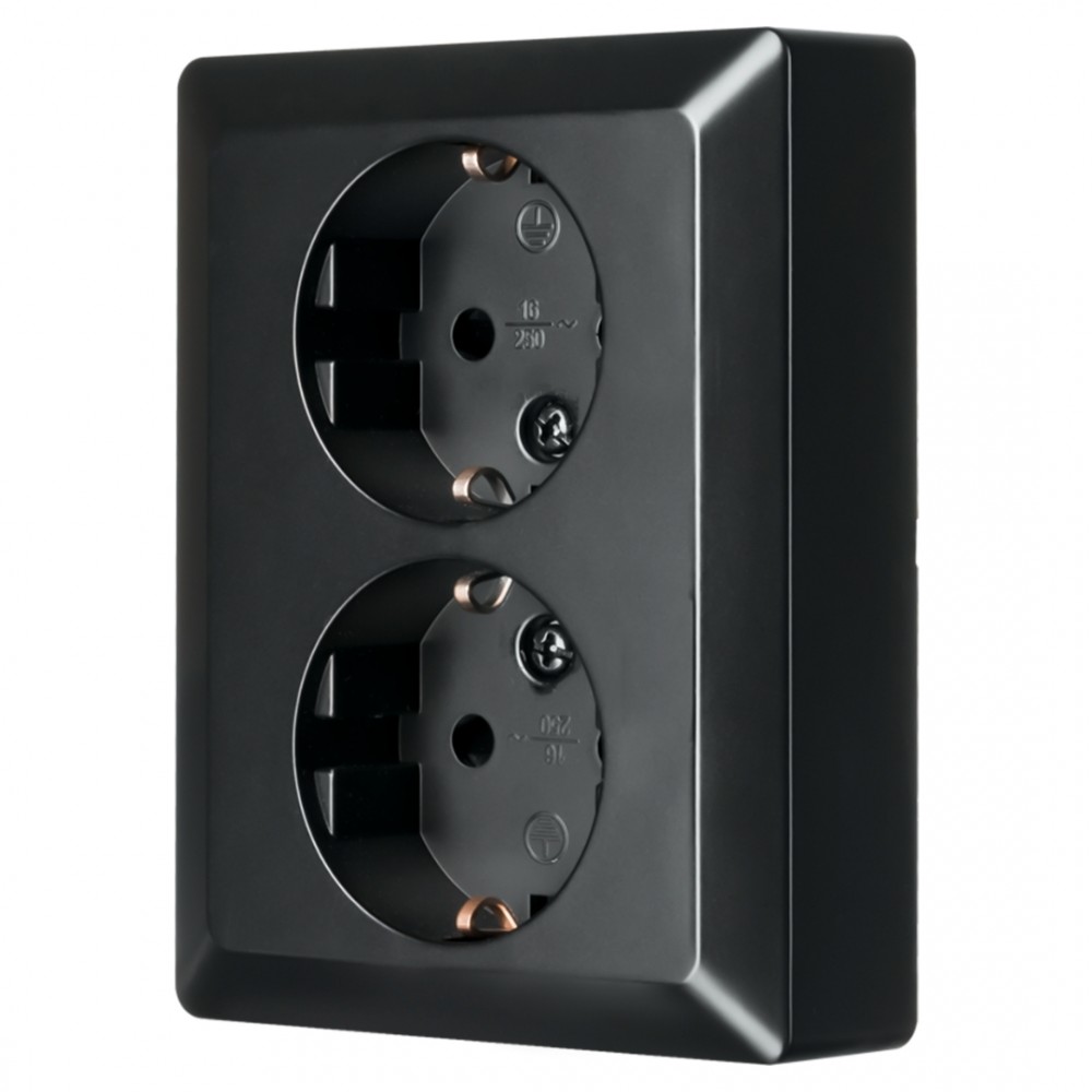 ION Industries V1/J1 contactdoos inbouw - 2-voudig - randaarde - zwart