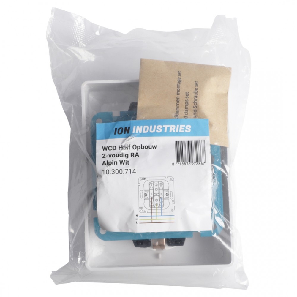 ION Industries E1 contactdoos inbouw - 2-voudig - randaarde - alpin wit