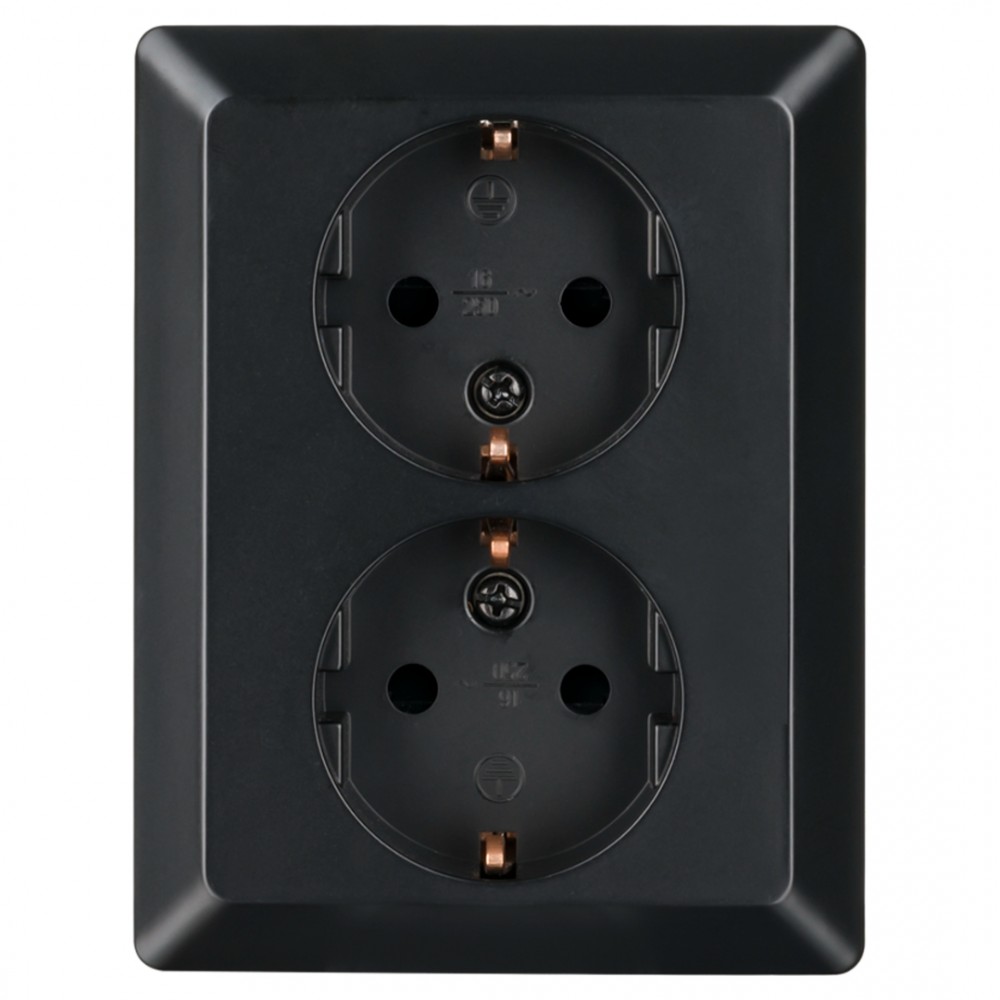 ION Industries V1/J1 contactdoos inbouw - 2-voudig - randaarde - zwart