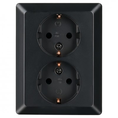 ION Industries V1/J1 contactdoos inbouw - 2-voudig - randaarde - zwart