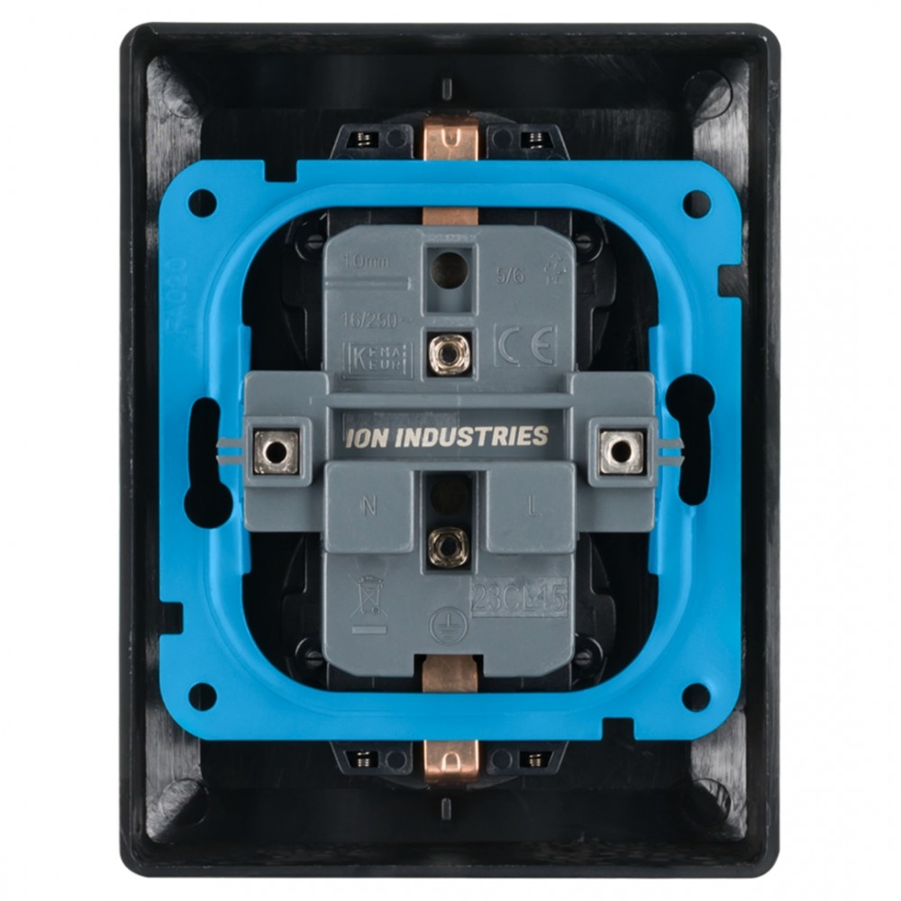 ION Industries V1/J1 contactdoos inbouw - 2-voudig - randaarde - zwart