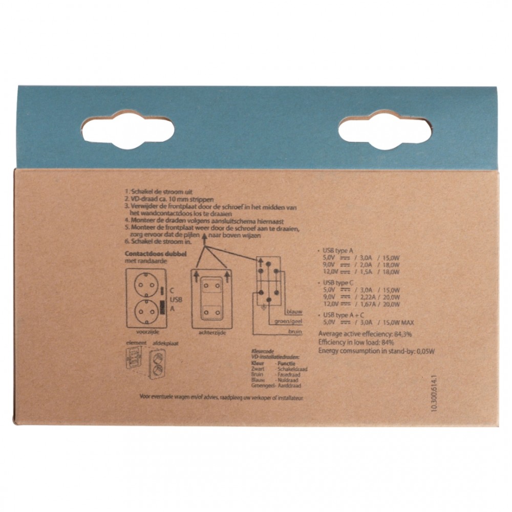 ION Industries V1/J1 contactdoos inbouw - 2-voudig - randaarde - USB A/C - alpin wit