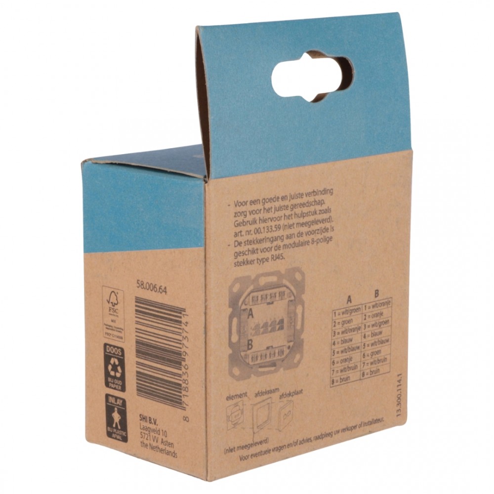 ION Industries V1/J1 contactdoos inbouw - UTP - 2 x CAT6 - 30 gr - alpin wit