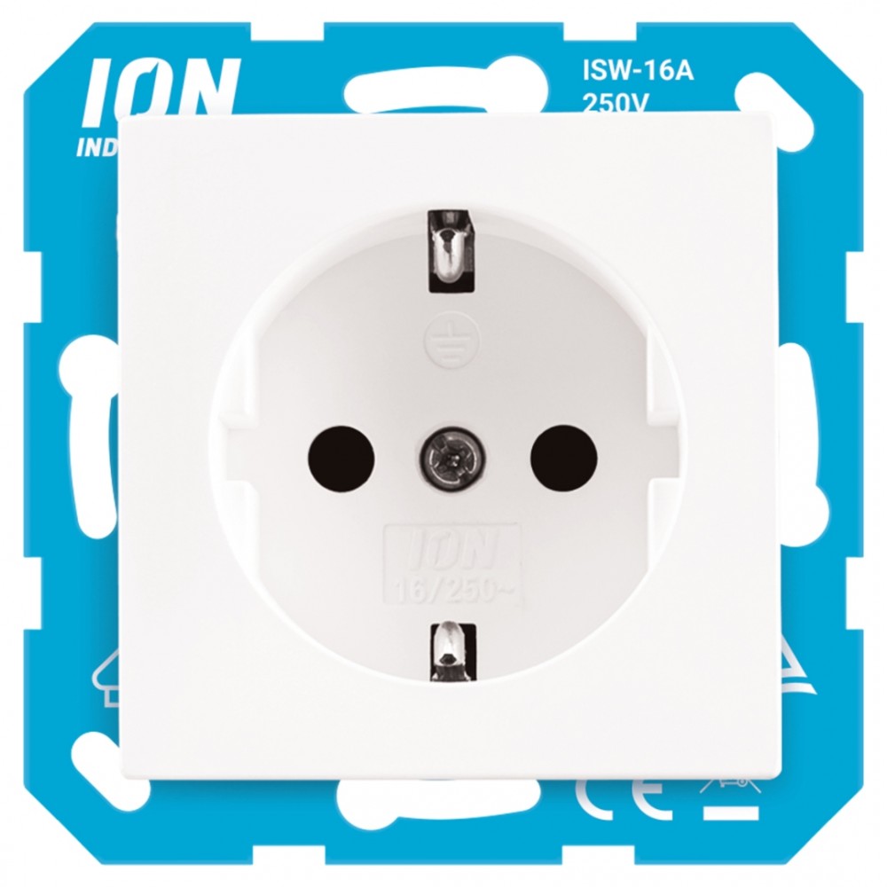 ION Industries V1/J1 contactdoos inbouw - 1-voudig - randaarde - 71 x 71 x 32 mm - actief wit