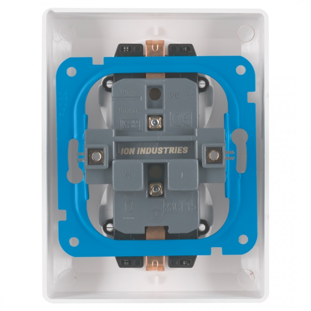 ION Industries V1/J1 contactdoos inbouw - 2-voudig - randaarde - alpin wit